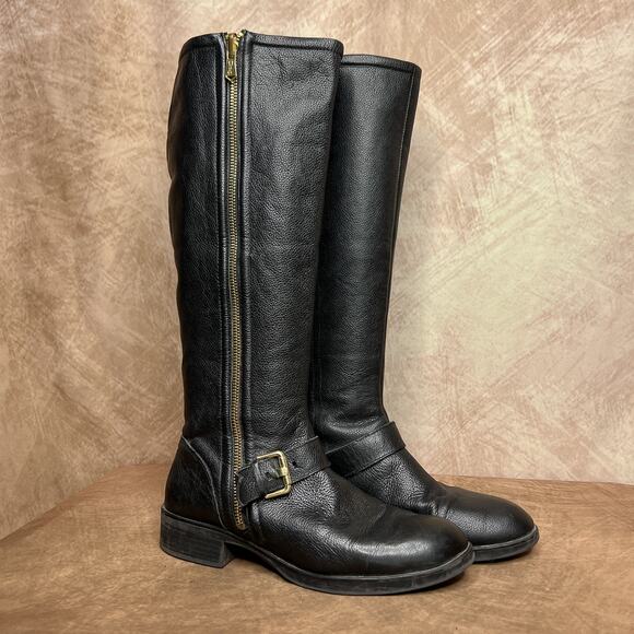 Circus by Sam Edelman Randi Knee High Black Leather Riding Boots Women's 8.5 Y2K - Picture 1 of 13